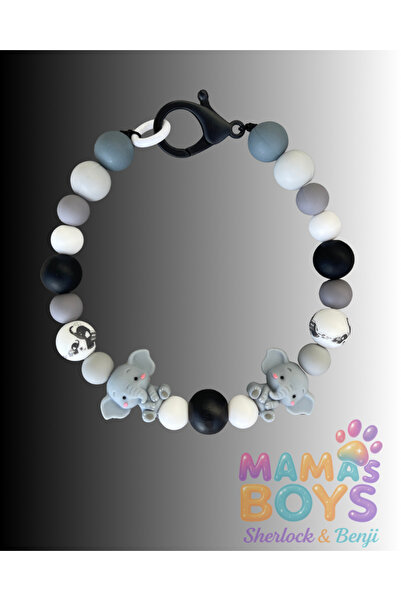 Mamasboys Gri sevimli filli silikon boncuklu köpek kolyesi/tasması