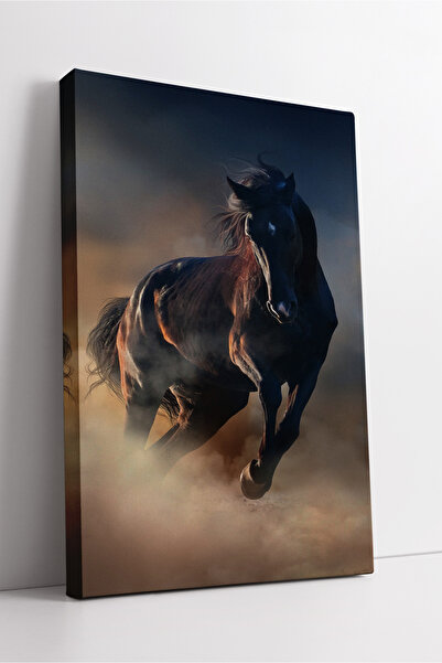 KOSS Dijital Pictură pe pânză cu cal negru care alergă, opera de artă modernă...