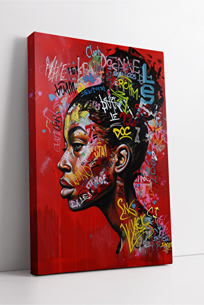 KOSS Dijital Portret de femeie africană, pictură pe pânză cu graffiti, stil d...