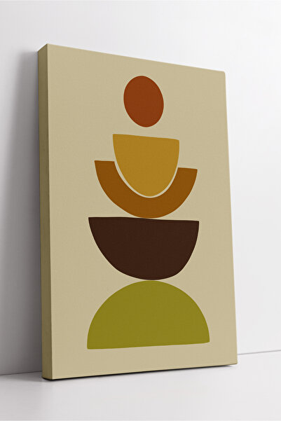 KOSS Dijital Pictură pe pânză cu forme geometrice abstracte boho – artă modernă minimalistă de perete în culori calde