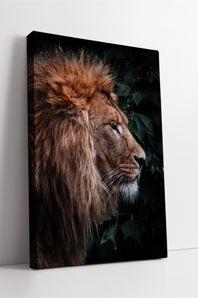 KOSS Dijital Tablou pe pânză cu profil de leu, care reflectă puterea naturii, decor modern de perete, artă pentru biroul de acasă
