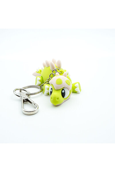 OEM Dinosaur Keychain, Baby Stegosaurus, Flexi Keychain for Backpack, 3D, Light Green