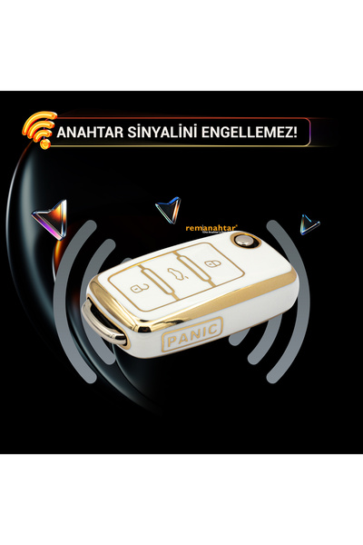 Rem Anahtar Oto Elektronik Anahtar غطاء مفتاح نانو لسيارات جيتا وبيتل وتيجوان وباسات وجولف MK6 وبولو بـ 3+1 أزرار - أبيض
