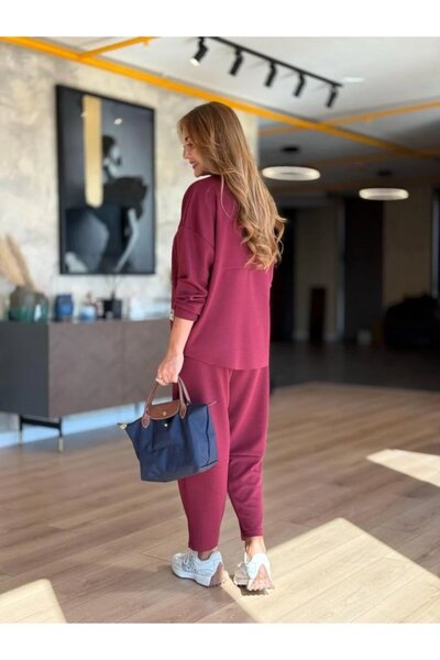 JANES Women's Long Sleeve Crew Neck Viscose Two Thread Blouse and Pants Double Suit