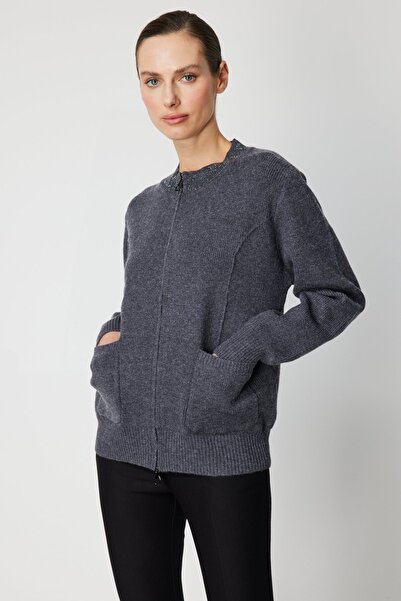 ON Cardigan with Stone Collar and Zipper
