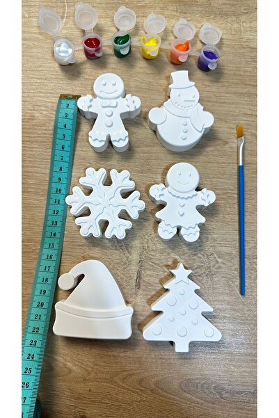 Little Pumpkin 6 adet Büyük Boy Yılbaşı Taş Boyama Figür Boyama Etkinlik Seti...