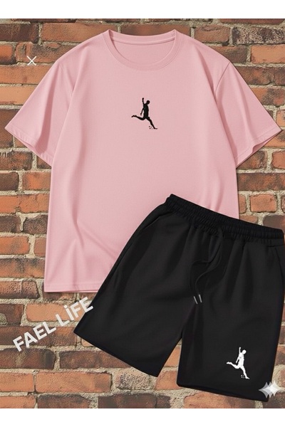 FAEL LİFE SET UNISEX CU TRICOU LARG ȘI PANTALONI SCURTĂ CU IMPRIMEU DE FOTBAL