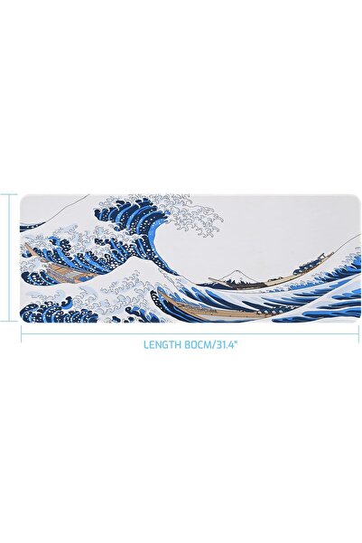 tofan Extended Gaming Mouse Pad 31.4×11.8 in, Non-Slip 3mm Rubber, Stitched Edges, Waterproof, Japanese W