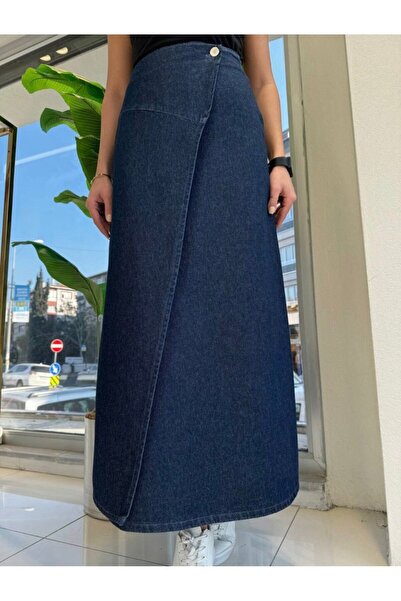 Butik Kadın Kapaklı Kot Etek