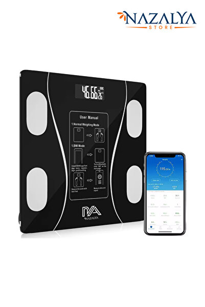 Nazalya Dijital Baskül Yağ Su Kas Vücut Kitle Endeksi Kilo Ölçer Tartı