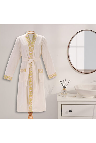 Layvera روب حمام للرجال والنساء 100% قطن |   نمط يوناني - كريمي - جيوب - للرج...