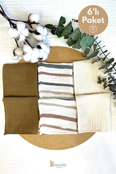 NuvioKids 6-Pack Patterned Organic Muslin Baby Mouth Wipes 100% Cotton, Sweat...