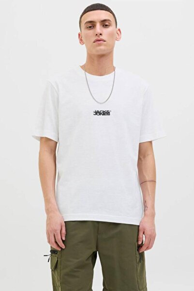Jack & Jones 12276524 Jcosago Logo Slub Tee Ss Crew Neck Ln Tricou pentru bărbați