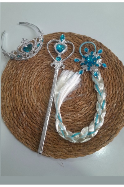 Bujiteri Elsa Prenses Tacı ve Asa seti karlar ülkesi temalı, kız çoçuk kostüm...