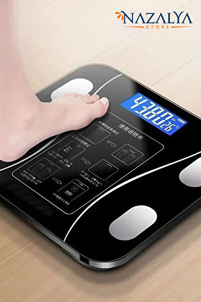 Nazalya Dijital Baskül Yağ Su Kas Vücut Kitle Endeksi Kilo Ölçer Tartı