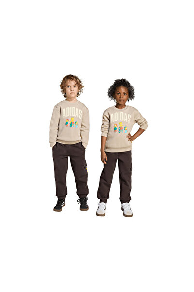 adidas Lk Sim Jog Children's Casual Tracksuit Set Jl9197 Cream