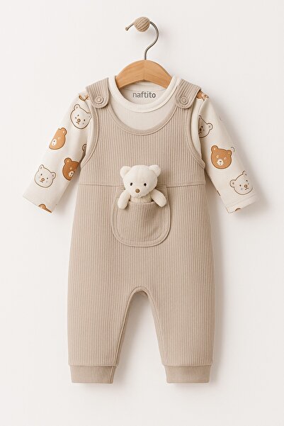 dinamik çocuk Baby Boy 2-Piece Romper Set with Teddy Bear – Bodysuit, Romper |   3-6-9 Months Baby Outfit