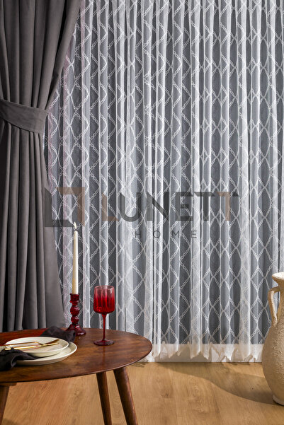 LUNETT HOME Dark Gray Color Island Velvet Medium Plied (1X2.5) Plied Background Curtain Single Wing V9247