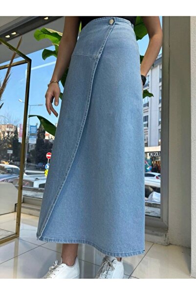 Butik Kadın Kapaklı Kot Etek