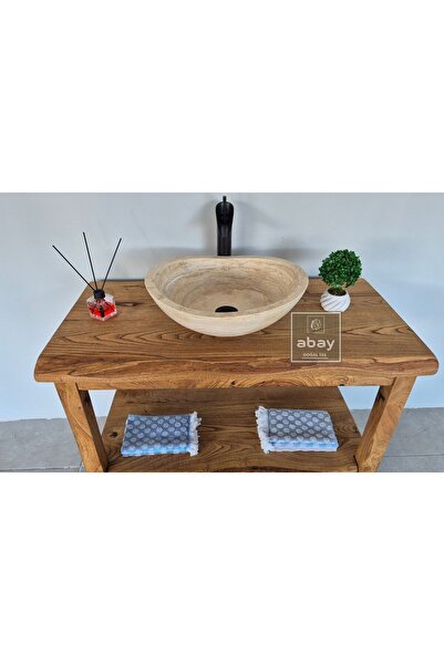 Abay Doğal Taş Traverten Midi Elips Lavabo