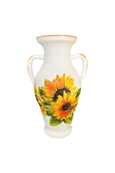 Ceramica Martinescu Handmade ceramic amphora vase with sunflower – Marginea