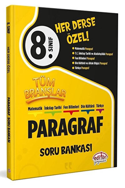 Editör Yayınevi 8.Sınıf Her Derse Özel Matematik-İnkılap Tarihi-Fen Bilimleri...