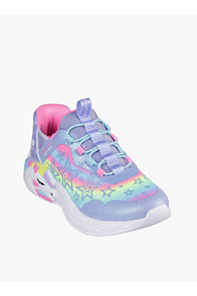SKECHERS Girls UNICORN DREAMS Glitter Print Slip-On Sports Shoes