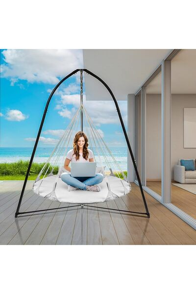 Sorbus 56" Hanging Swing Nest Premium Cotton Double Hammock Daybed - White