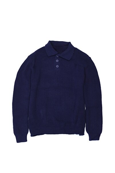 no7man Montal Navy Blue Polo Neck Sweater