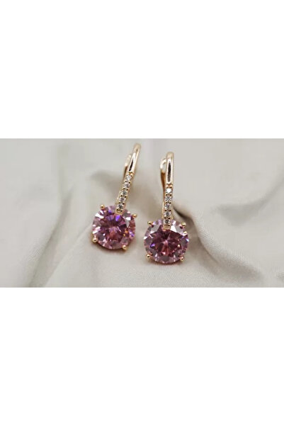 XUPING JEWELRY Pink zirconia stone earrings plated with 18k gold