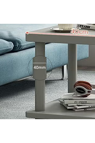 KEKE 2 Layer Minimalist Square Coffee Table for Bedroom and Living Room 40x80 cm