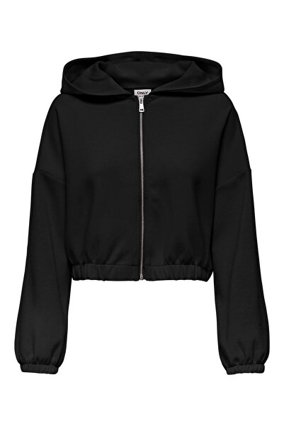 ONLY Onlscarlett Life Ls Zip Hood Swt Noos Women's Black Sweatshirt - 15346449