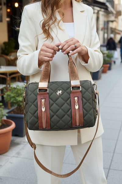 POLO CLUB Women's Kaptione Patterned Cylinder Model Long Crossbody Strap Hand & Shoulder Bag (31X22 cm)