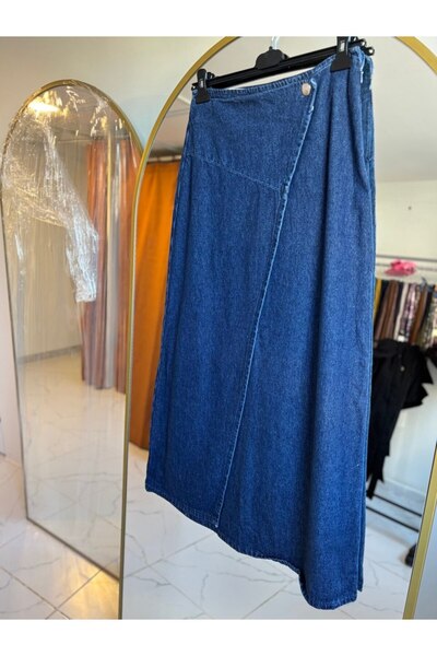 Butik Kadın Kapaklı Kot Etek