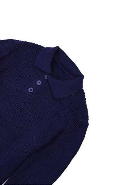 no7man Montal Navy Blue Polo Neck Sweater