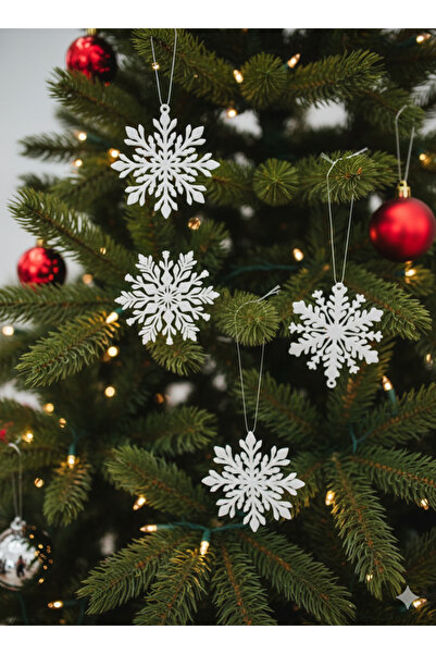 Velora Design 9'lu Lüks Beyaz Kar Taneleri Yılbaşı Ağacı Süsü Seti