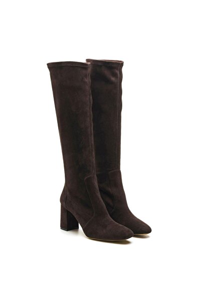 Sofia Baldi Lench Brown Genuine Leather Women's Heel Boots