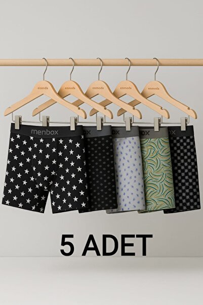 enmodaiçgiyim 5 штук чоловічих боксерів з бавовняної тканини з еластичним поясом і змішаним візерунком | Дихаючий, еластичний пояс