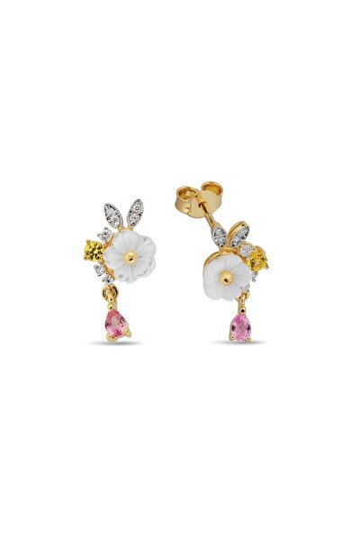 Gold Cercei Aur de 14K cu Diamante și Safire