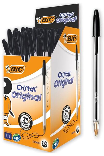 Bic Cristal Original Ballpoint Pens, 50 Pieces, Black