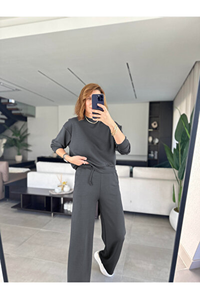 YAKAMEL Women's Modal 2-Ply Long Sleeve High Waist Wide Leg Tracksuit Set