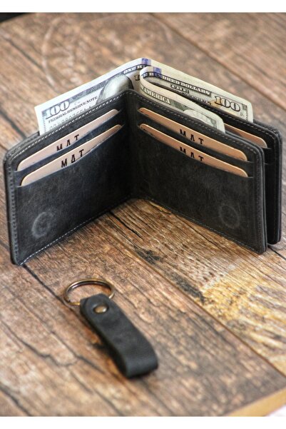 MAT CRAFT Genuine Leather Magnetic Horizontal Wallet |   With Card Holder |   Keychain with Gift |   Gift Boxed |   Unisex |