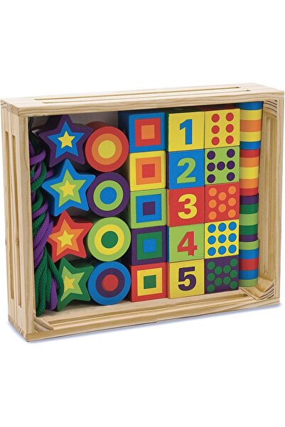 Melissa & Doug Deluxe Wooden Lacing Beads - Educational Activity with 27 Beads & 2 Laces