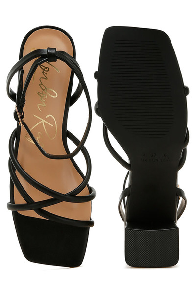 london Rag Women Low Block Heel Strappy Sandals in Black