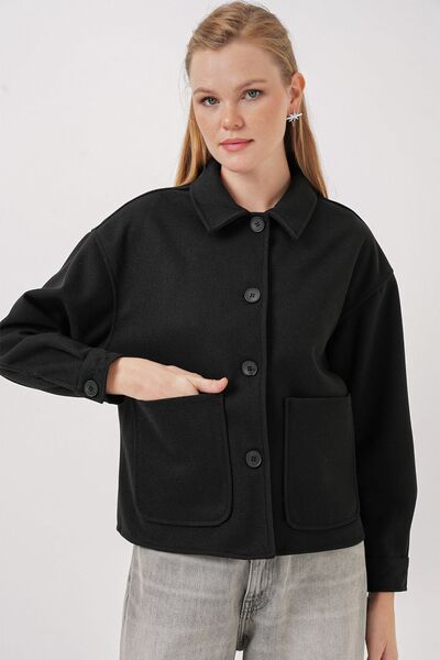 Hiccup Bdart Buttoned Pocket Short Cashmere Jacket