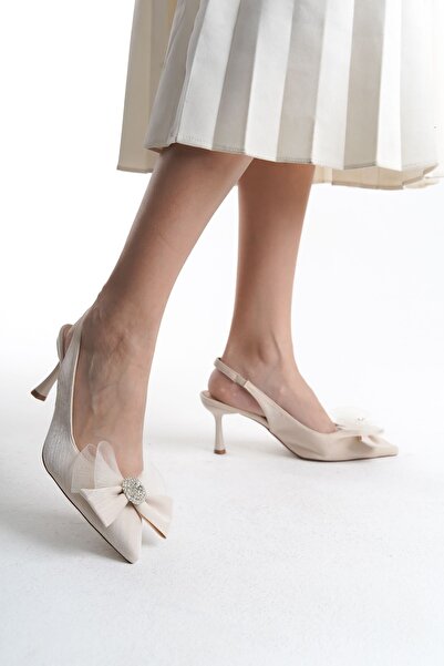 FEMME Γυναικεία παπούτσια με τακούνι με ανοιχτή πλάτη με λεπτομέρεια φιόγκου,...