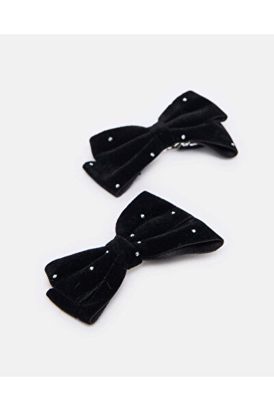 REDTAG مجموعة مشابك شعر نسائية مزخرفة باللون الأسود (عبوة من قطعتين)
