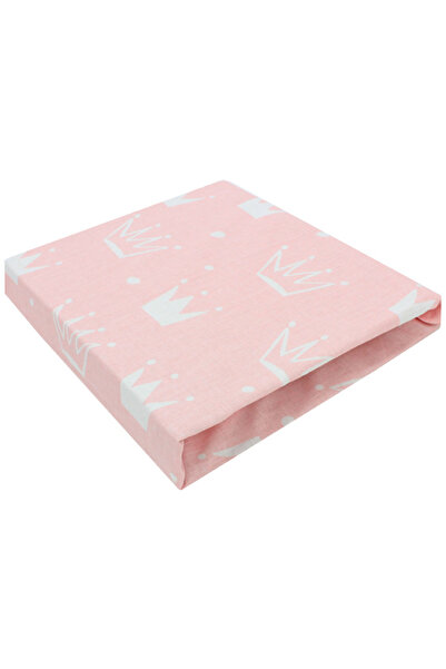 PRICHINDEL Cearșaf cu elastic pentru pătuț - coroane albe, Princess, roz, 120...