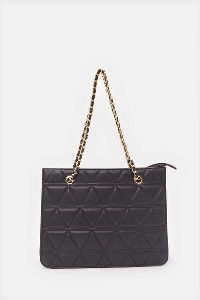 REDTAG Women Black Textured Day Bag
