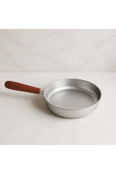 morponi مقلاة صلصة وبيض من الفولاذ المقاوم للصدأ الفضي بمقبض خشبي 16 سم